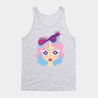 girl with bird on hair Tank Top